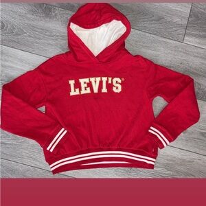 Levi’s Girls Size Large Hooded Sweatshirt Red Graphic Print Hoodie EUC
